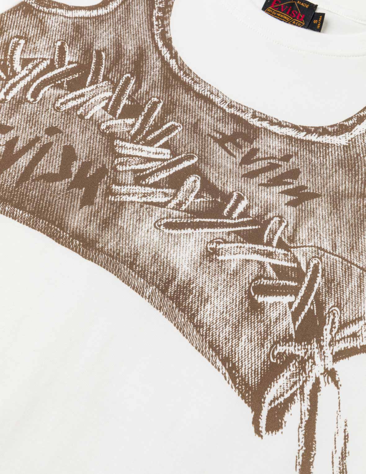 Fake Denim Lace-up Vest Print T-shirt