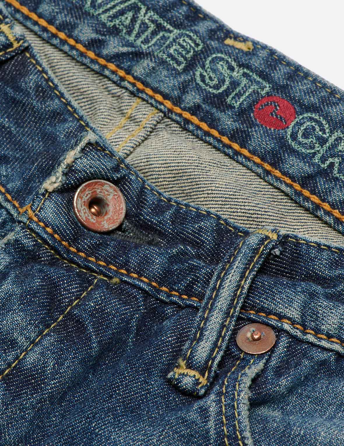 Seagull Embroidered Carrot Fit Selvedge Denim Jeans #2017