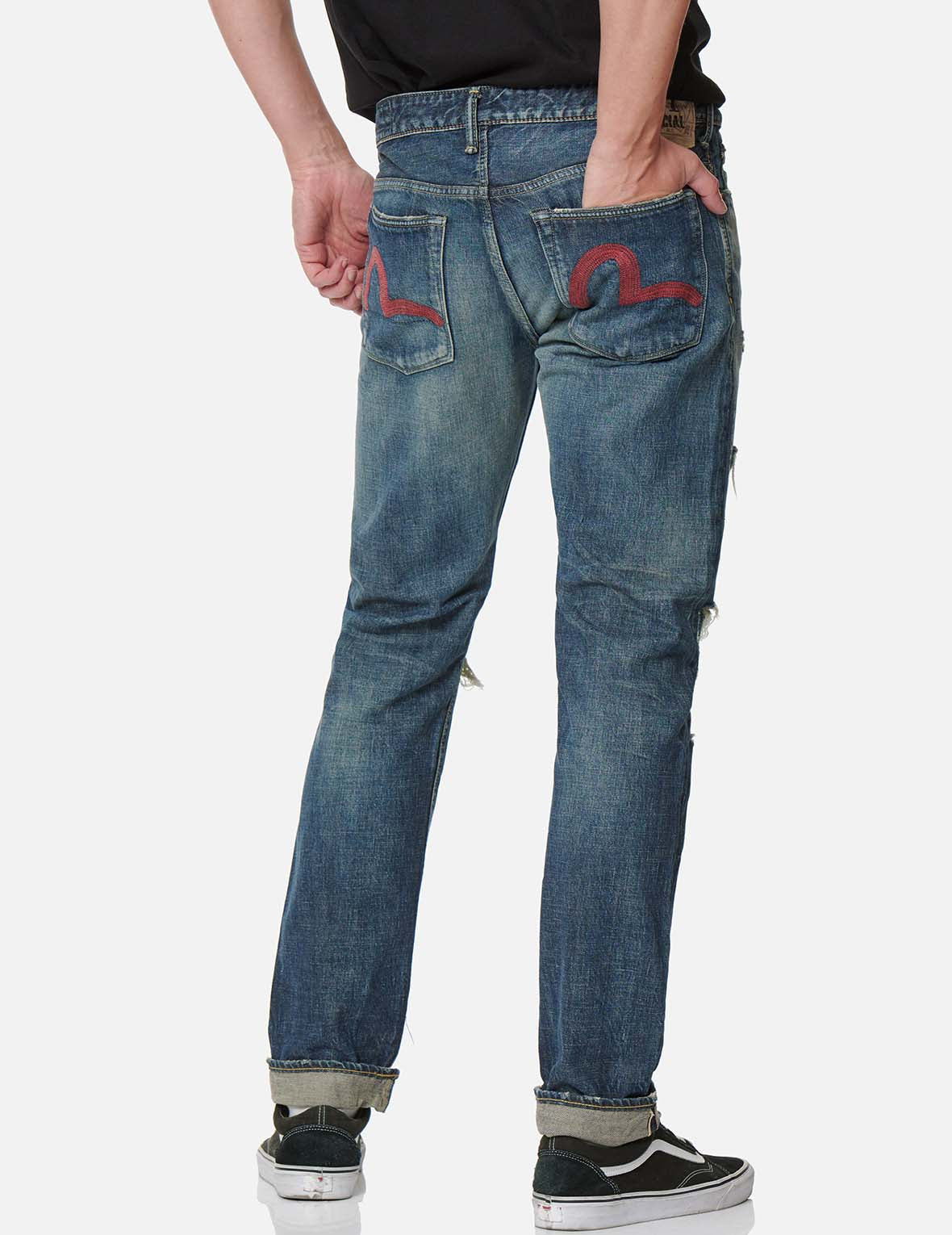 Seagull Embroidered Carrot Fit Selvedge Denim Jeans #2017