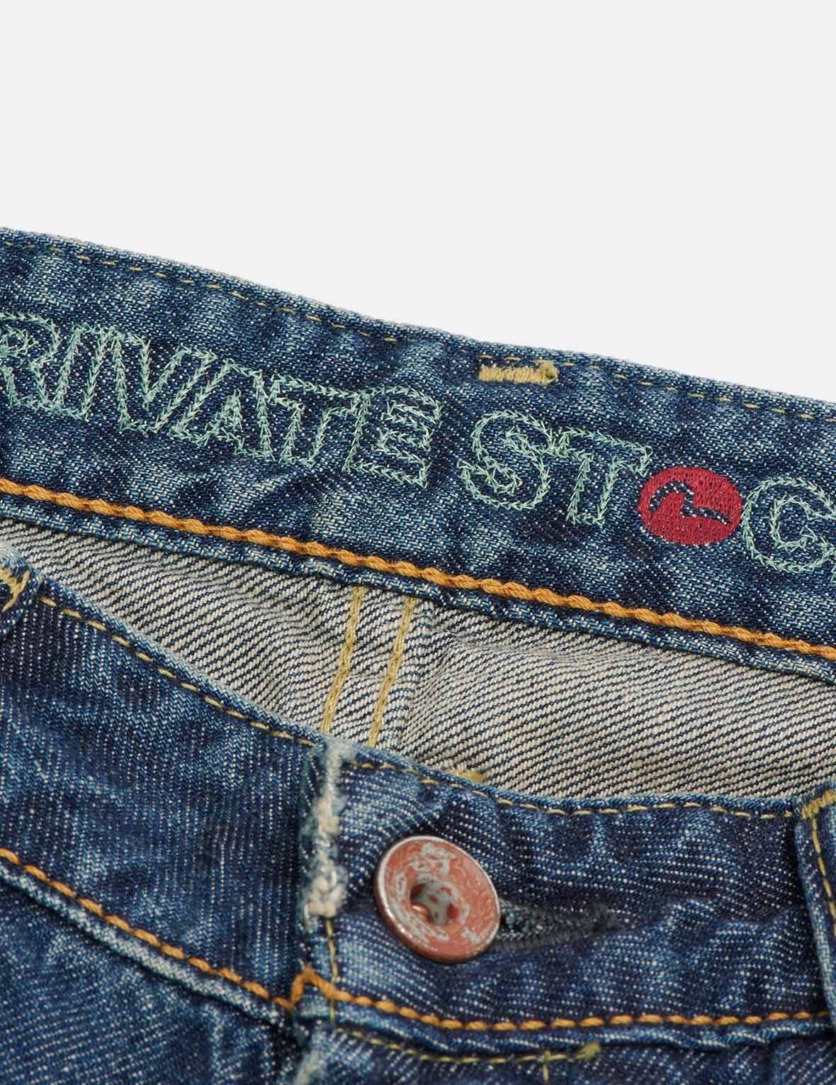 Seagull Embroidered Carrot Fit Selvedge Denim Jeans #2017