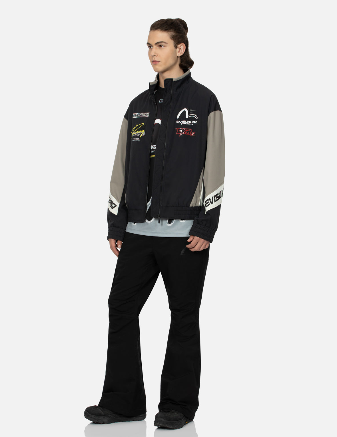 マルチロゴプリント ファッションフィットレーシングジャケット