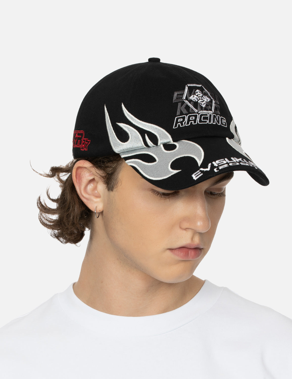 Racing Chrome Flame and Kamon Embroidery Cap