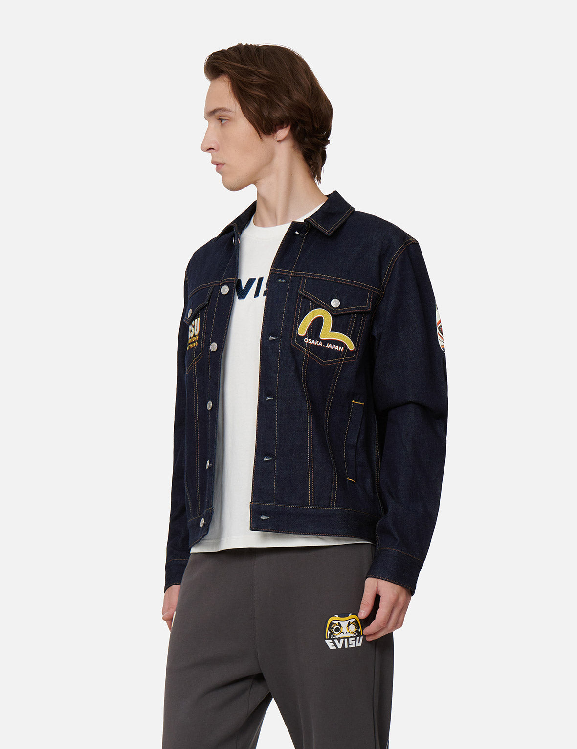 EVISU Squad Daicock Print Denim Jacket - Main Image