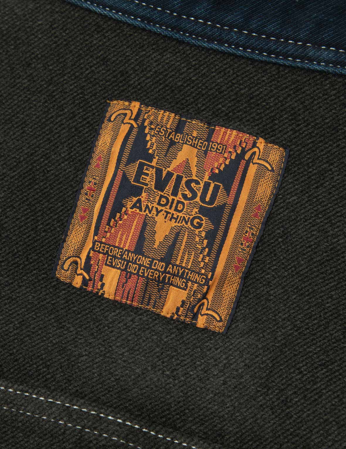 チマヨタペストリーとカモメプリントリバーシブルボクシーデニムジャケット – EVISU