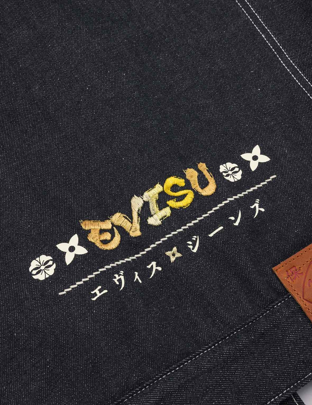 コントラスト刺繍とインサート大黒リラックスフィットデニムジャケット