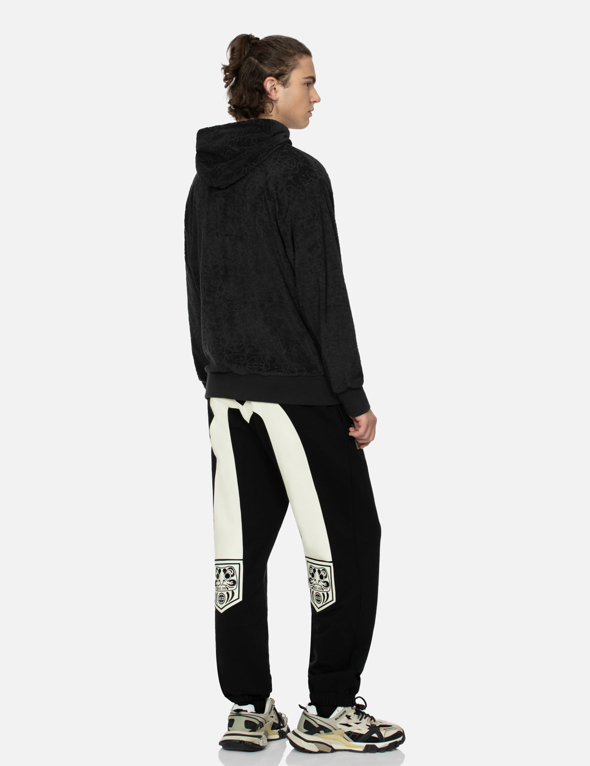 Pocket-shaped Daruma and Seagull Print Straight Fit Sweatpants