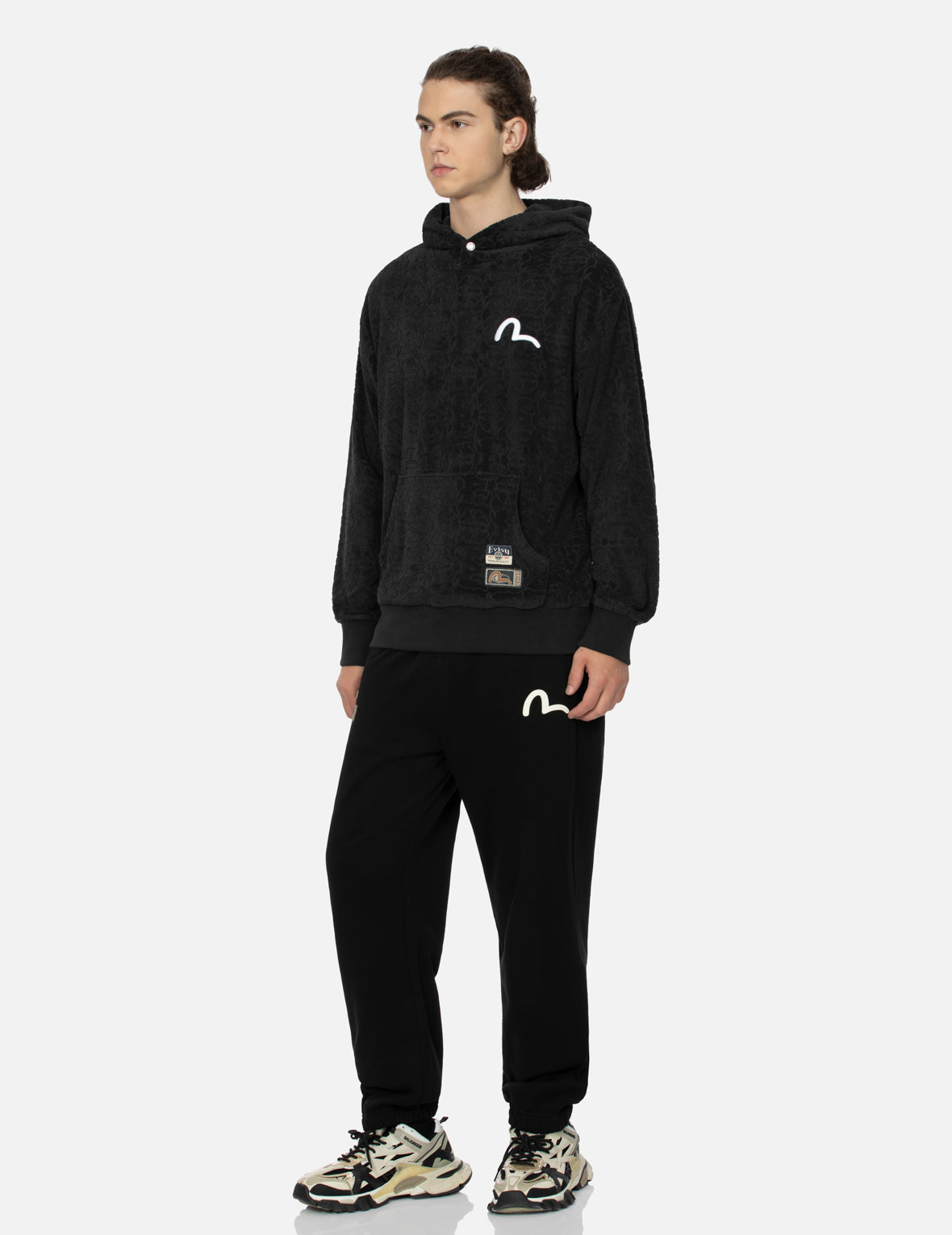 Pocket-shaped Daruma and Seagull Print Straight Fit Sweatpants