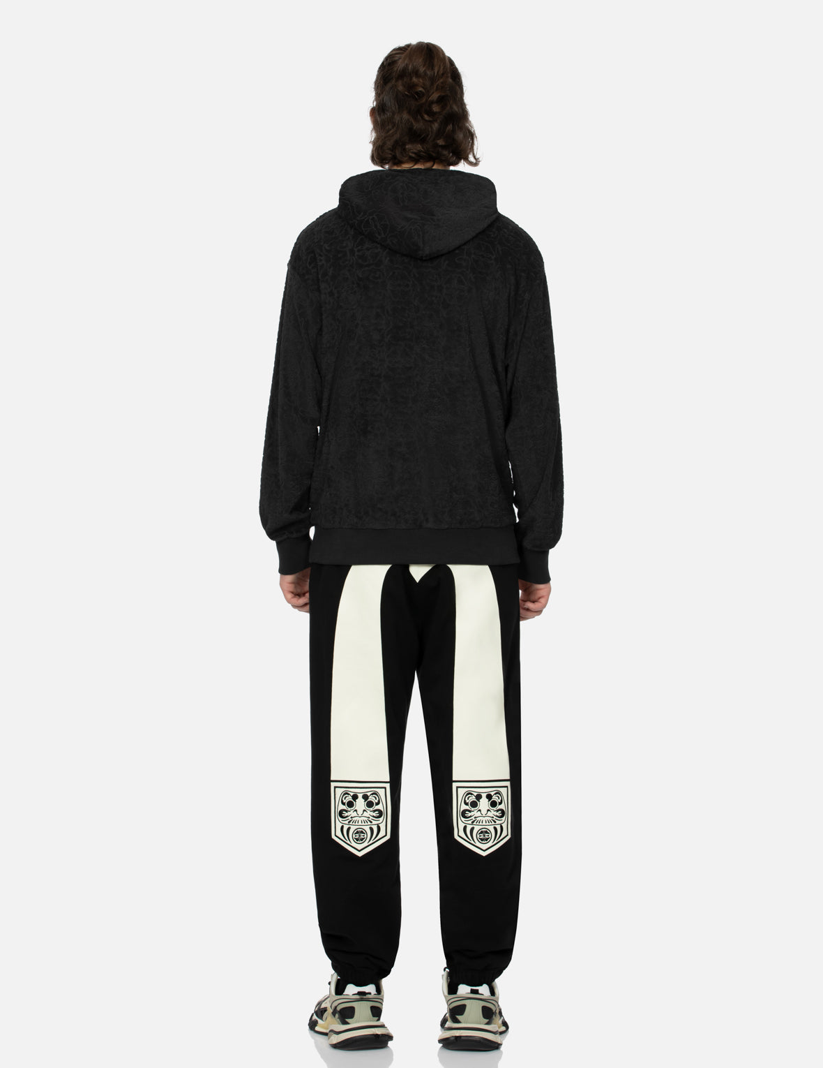 Pocket-shaped Daruma and Seagull Print Straight Fit Sweatpants