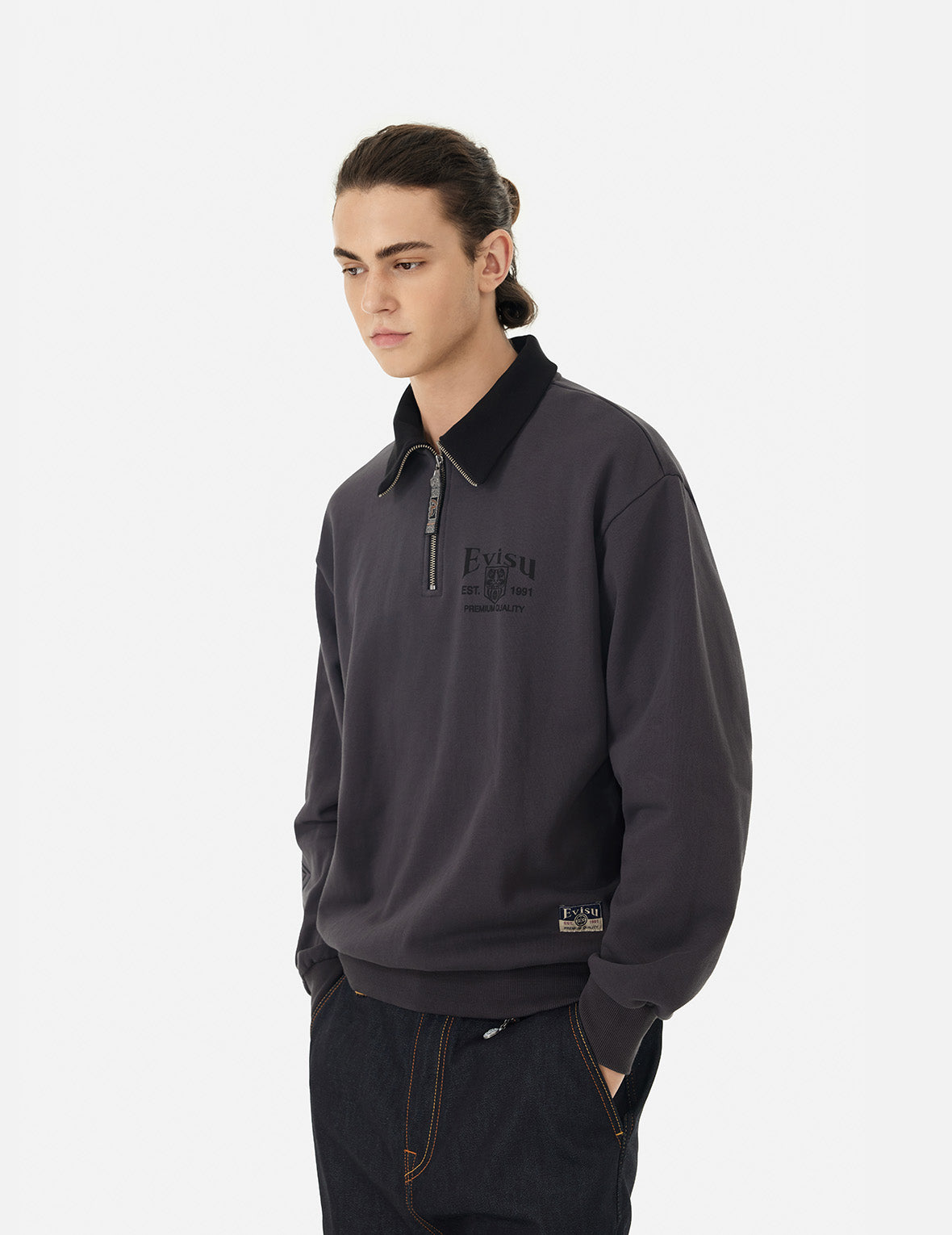 Logo Embroidery Relax Fit Half-Zip Sweatshirt