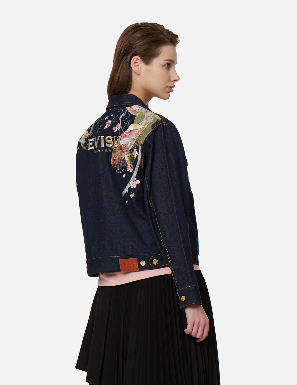 Tattoo Koi and Sakura Embroidery Denim Jacket