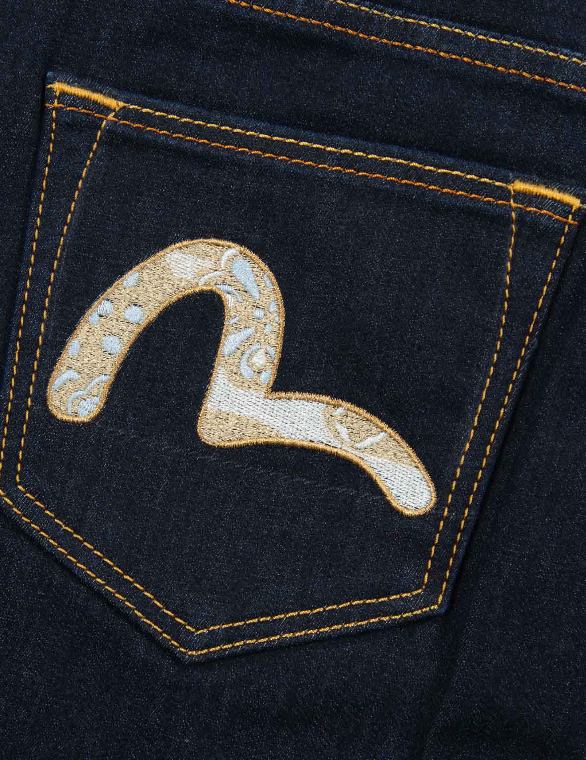 Brocade Seagull and Kamon Appliqué Skinny Jeans