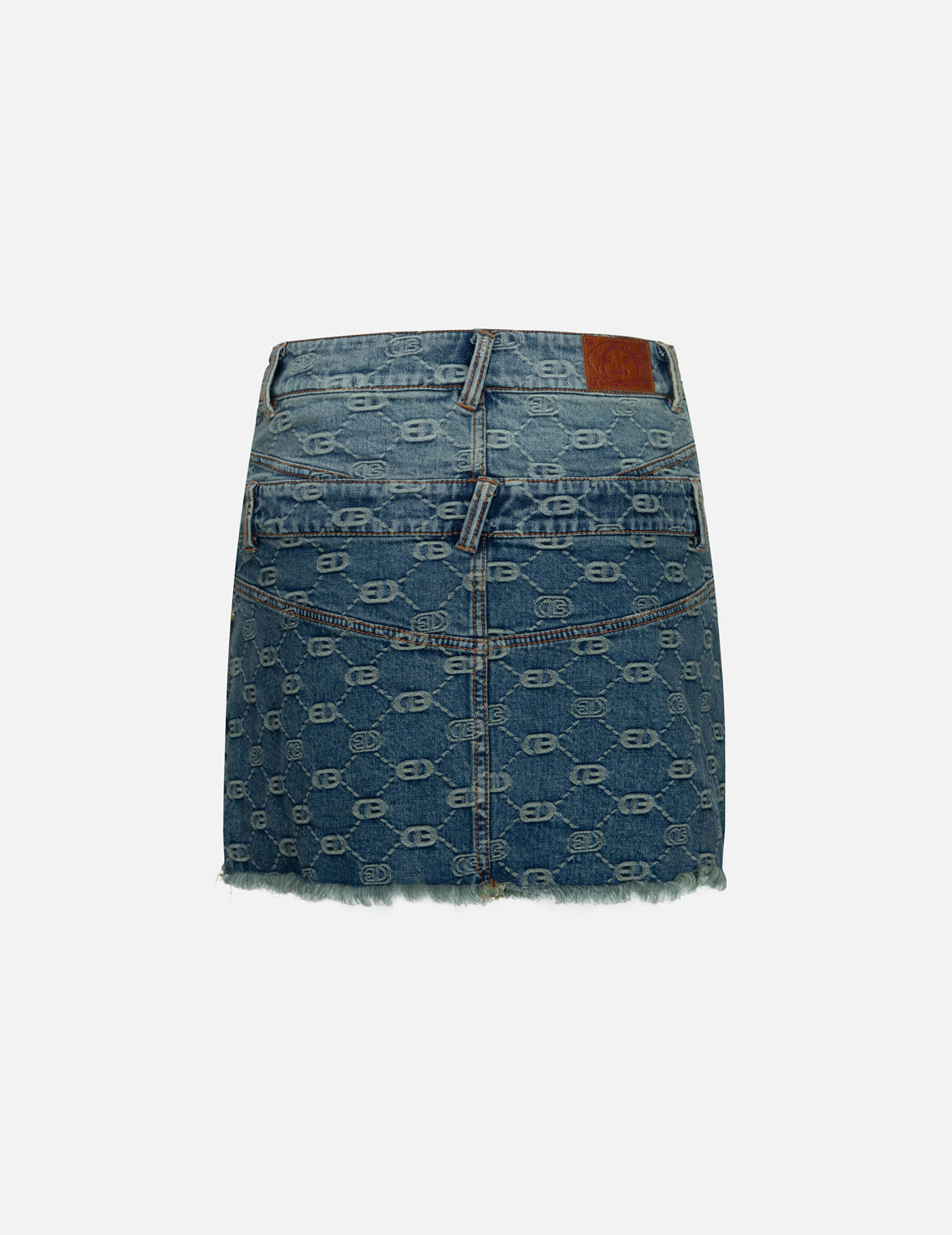 2-in-1 Allover Logo Jacquard Regular Fit Denim Skirt