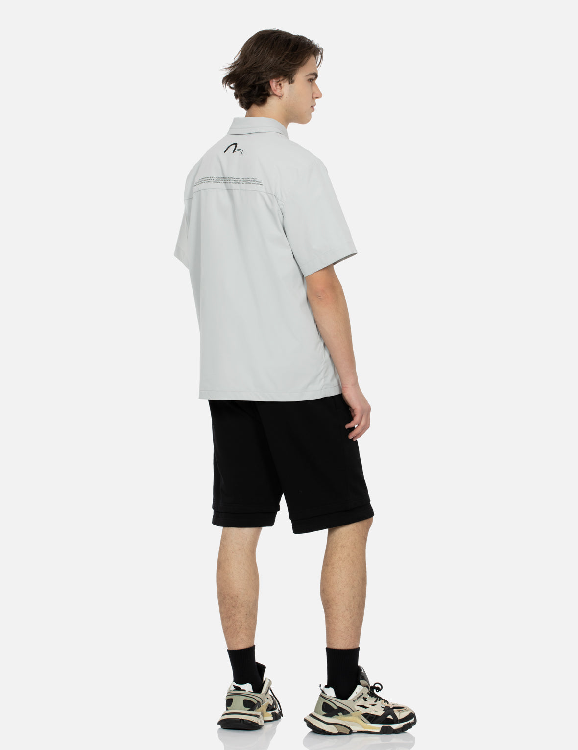 Logo and Kamon Print Regular Fit Short-Sleeves Shirt