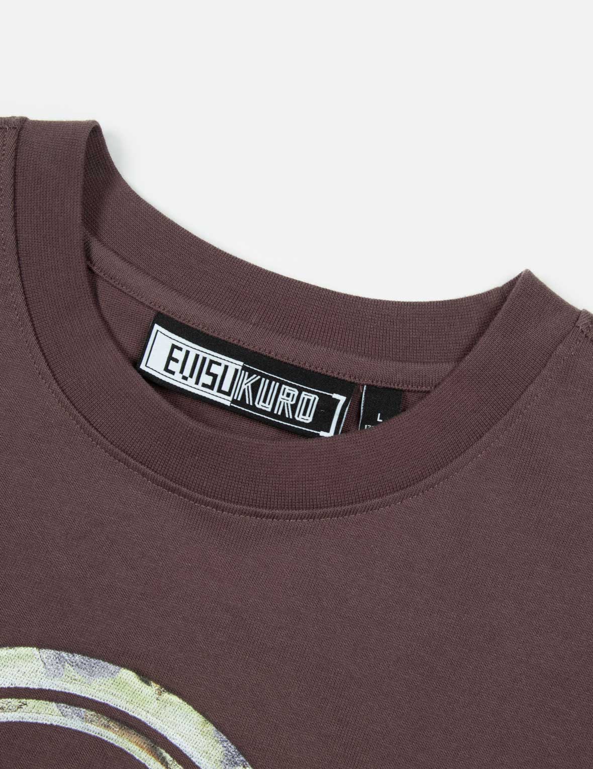 Rock-textured Print and Logo Embroidery Loose Fit T-shirt