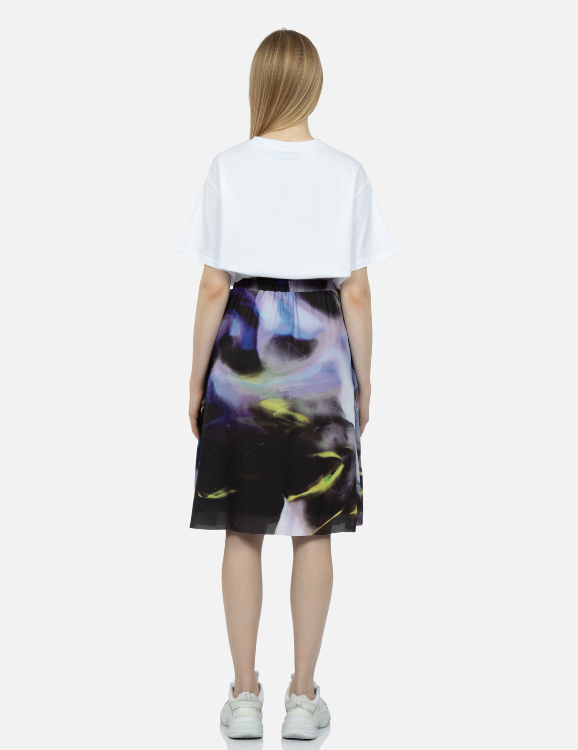 Abstract Print Pleated Front Skirt