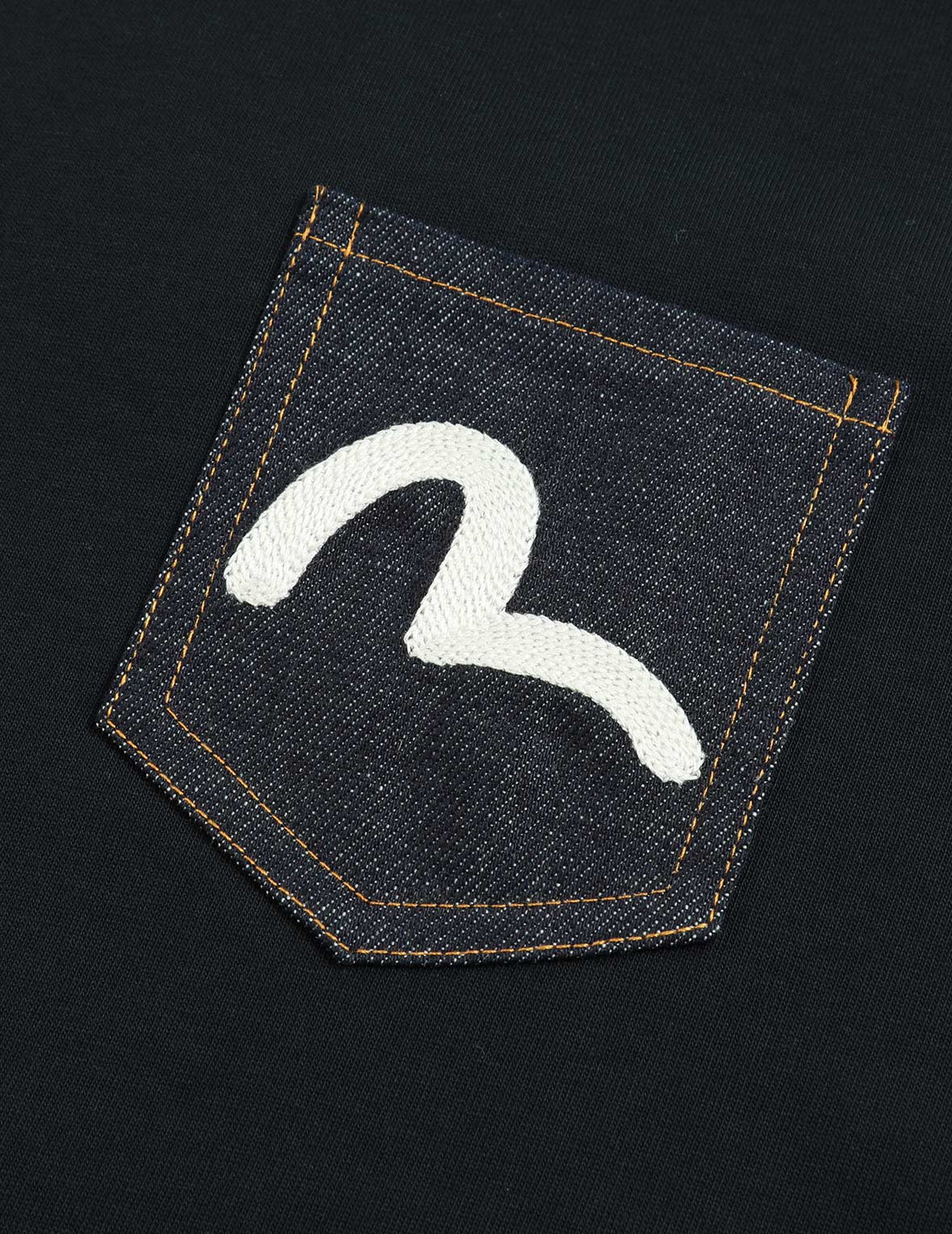 Seagull-print Denim Pocket T-Shirt