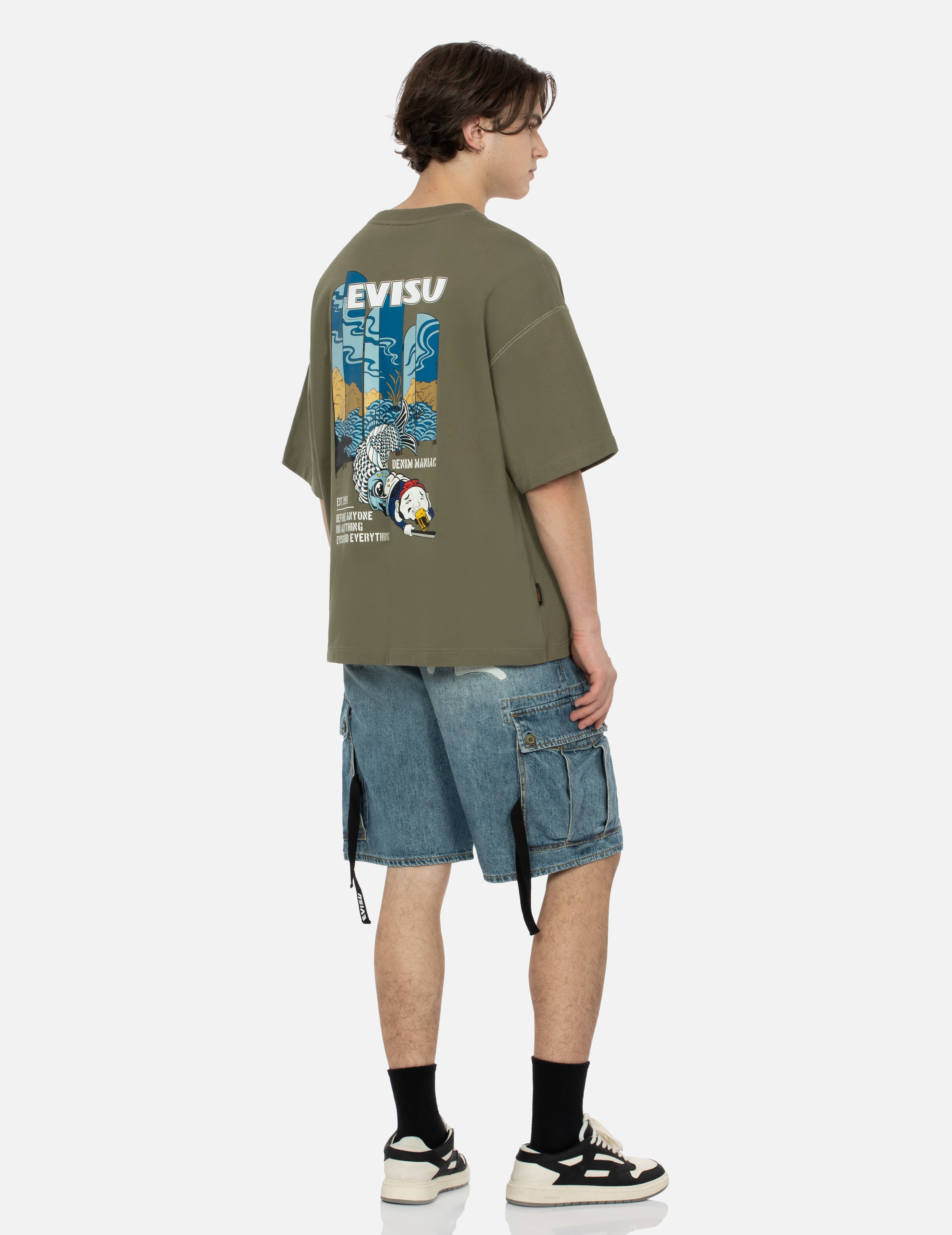 カモメプリント リラックスフィット デニムショートパンツ – EVISU