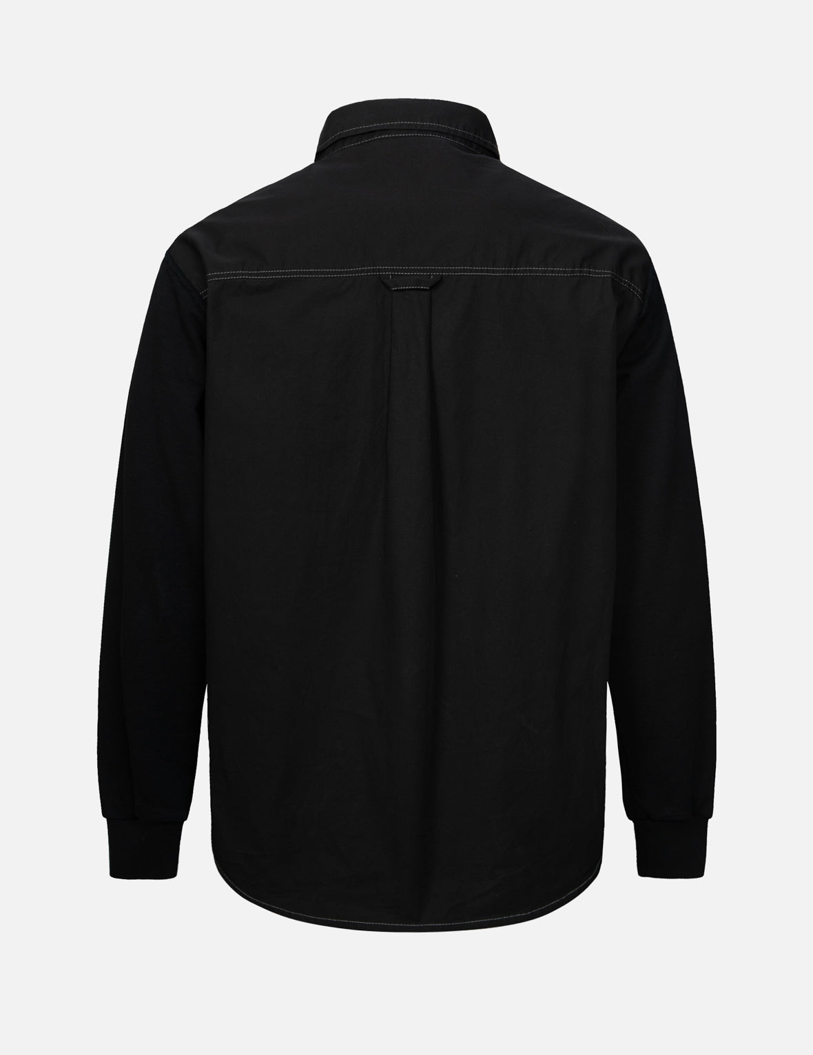 対照的なステッチとマルチプリントのリラックスフィットシャツ