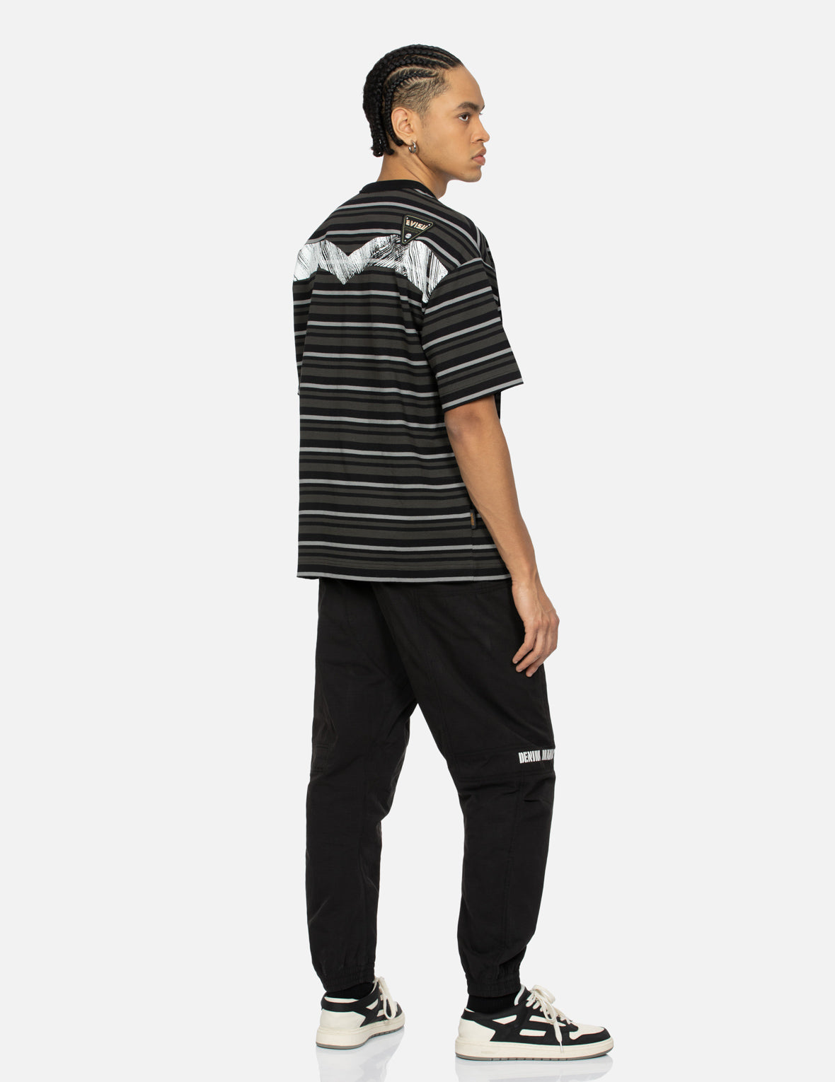 Badges and Brushstroke Daicock Print Loose Fit T-shirt