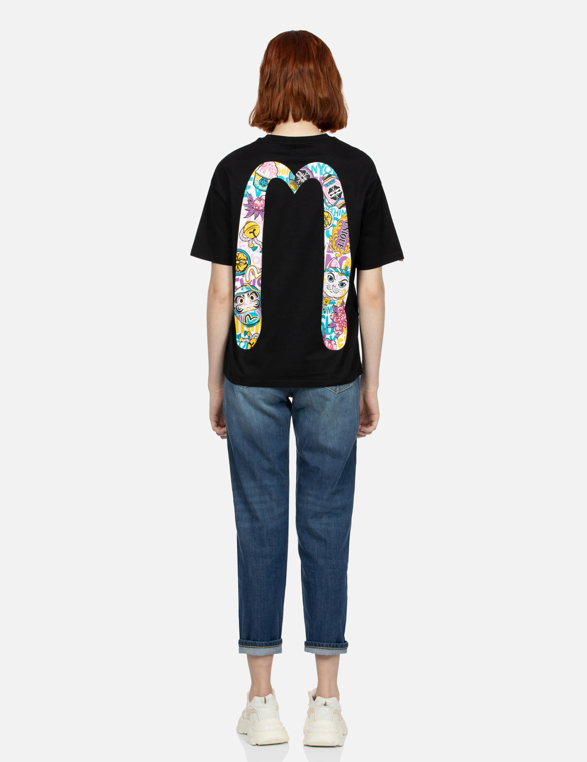 Daruma and Fortune Cat Print Daicock Oversized T-shirt