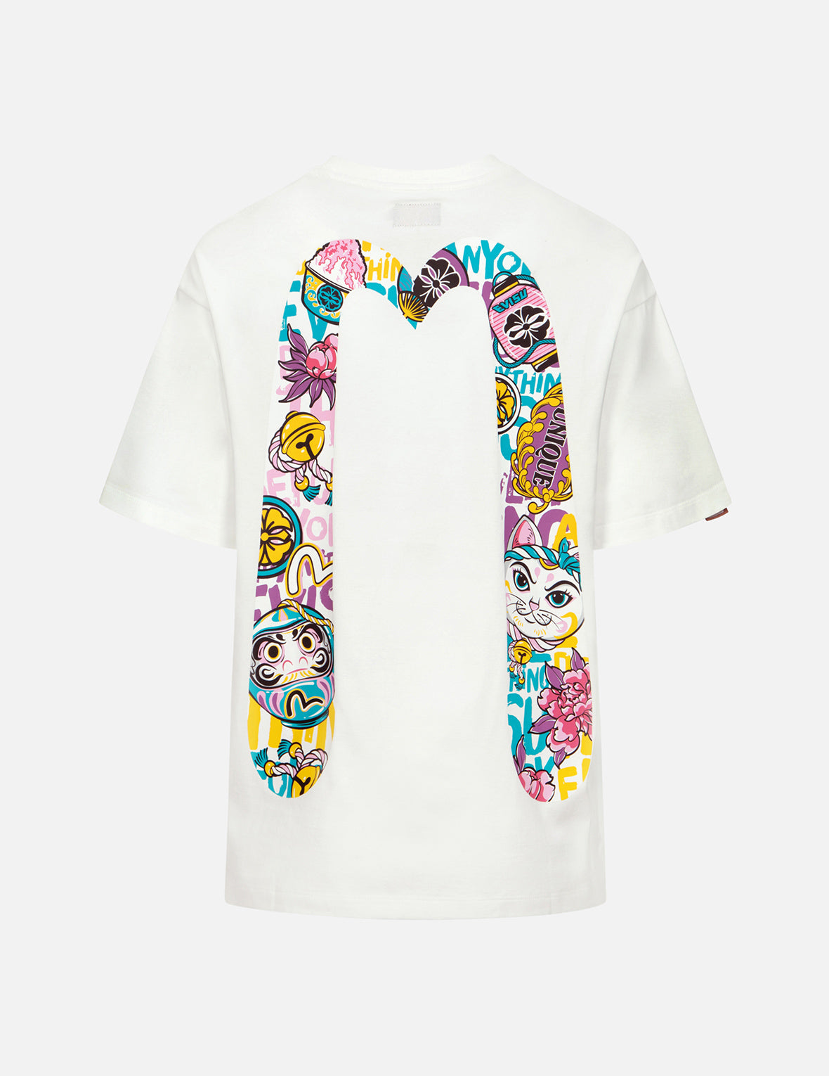 Daruma and Fortune Cat Print Daicock Oversized T-shirt